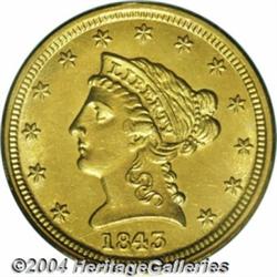 1843-D $2 1/2 Small D MS60 PCGS. Variety 4-F.