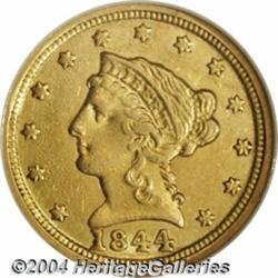 1844-C $2 1/2 AU50 NGC. Variety 6-E. The