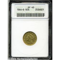 1844-D $2 1/2 XF40 ANACS. Variety 5-H.Well