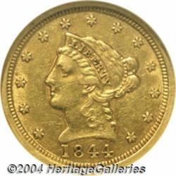 1844-D $2 1/2 AU50 NGC. Variety 5-I, which