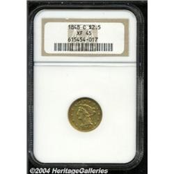 1848-C $2 1/2 XF45 NGC. Variety 9-F. Well