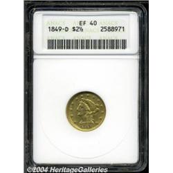 1849-D $2 1/2 XF40 ANACS. Variety 12-M.
