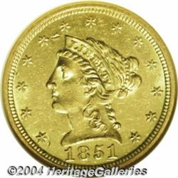 1851-O $2 1/2 MS60 NGC. Breen-6214. The date