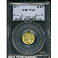 1852 $2 1/2 MS62 PCGS. A shimmering