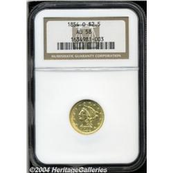 1854-O $2 1/2 AU58 NGC. A fairly common date