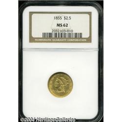 1855 $2 1/2 MS62 NGC. A scarcer early P-mint