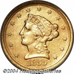 1855-D $2 1/2 AU50 Details, Tooled, NCS.