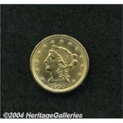 1860-S $2 1/2 AU55 Cleaned, Uncertified. The