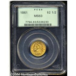 1861 $2 1/2 New Reverse, Type Two MS63 PCGS.