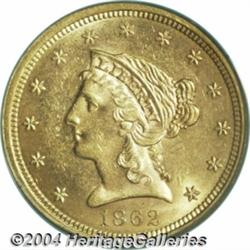 1862 $2 1/2 MS63 PCGS. Ex: Bass. Scarcer than