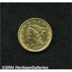 1865-S $2 1/2 AU58 Cleaned, Uncertified. A