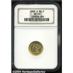 1868-S $2 1/2 AU53 NGC. This more obtainable