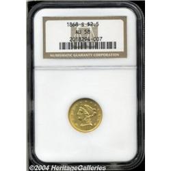 1868-S $2 1/2 AU58 NGC. Only 34,000 pieces