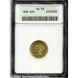 1880 $2 1/2 AU58 ANACS. The prooflike finish