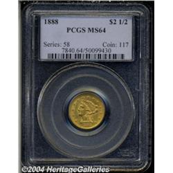 1888 $2 1/2 MS64 PCGS. Rich pumpkin-orange