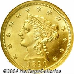 1890 $2 1/2 MS64 NGC. Struck from a limited