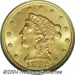 1892 $2 1/2 MS67 PCGS. A scant 2,440 pieces