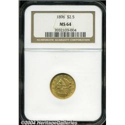 1896 $2 1/2 MS64 NGC. Natural reddish and