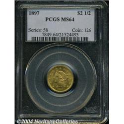 1897 $2 1/2 MS64 PCGS. Well struck with lovely
