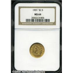 1901 $2 1/2 MS64 NGC. The obverse of this