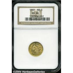 1902 $2 1/2 MS66 NGC. Vibrant luster abounds