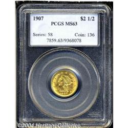 1907 $2 1/2 MS63 PCGS. A bright lemon-gold