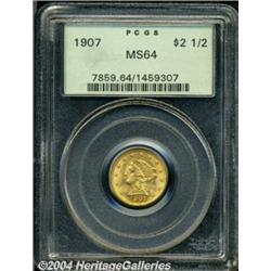 1907 $2 1/2 MS64 PCGS. Original reddish-orange
