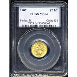1907 $2 1/2 MS64 PCGS. Some light touches of