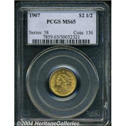 1907 $2 1/2 MS65 PCGS. This final year of the