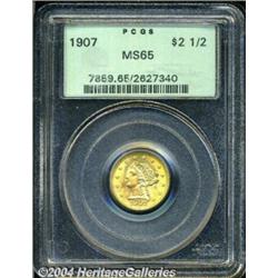 1907 $2 1/2 MS65 PCGS. Flashy luster underlies