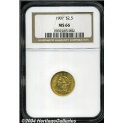 1907 $2 1/2 MS66 NGC. Copper-gold with some
