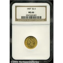 1907 $2 1/2 MS66 NGC. A shimmering, nearly