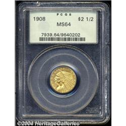 1908 $2 1/2 MS64 PCGS. A crisply struck and