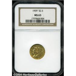 1909 $2 1/2 MS63 NGC. Well-struck devices, and