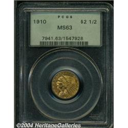 1910 $2 1/2 MS63 PCGS. Both sides are warmly