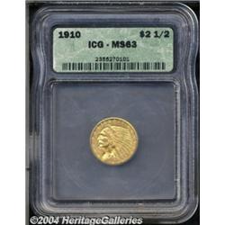 1910 $2 1/2 MS63 ICG. Both sides are accented