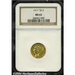 1911 $2 1/2 MS62 NGC. Sharply defined with