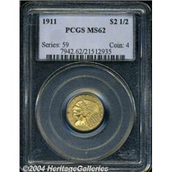 1911 $2 1/2 MS62 PCGS. Lustrous with some