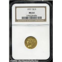 1911 $2 1/2 MS64 NGC. Medium copper-gold