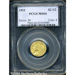 1911 $2 1/2 MS64 PCGS. Well struck with