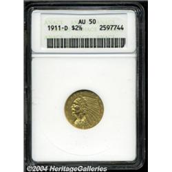 1911-D $2 1/2 AU50 ANACS. An attractive,