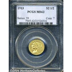 1913 $2 1/2 MS62 PCGS. Rich golden luster and