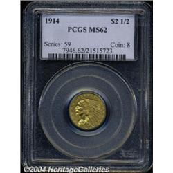 1914 $2 1/2 MS62 PCGS. Bright overall, several