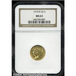 1914-D $2 1/2 MS63 NGC. A bright, satiny,