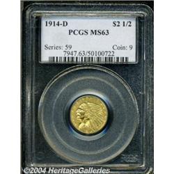 1914-D $2 1/2 MS63 PCGS. Nicely struck with