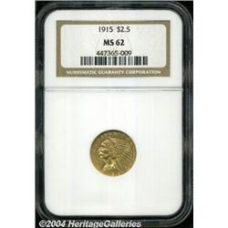 1915 $2 1/2 MS62 NGC. Subdued luster and light