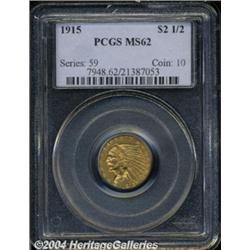 1915 $2 1/2 MS62 PCGS. Well struck with soft,