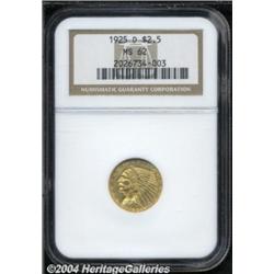 1925-D $2 1/2 MS62 NGC. Soft, frosted surfaces