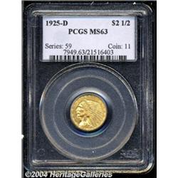 1925-D $2 1/2 MS63 PCGS. Rich golden-orange