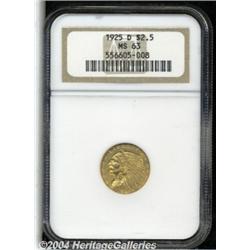 1925-D $2 1/2 MS63 NGC. Lustrous, almost
